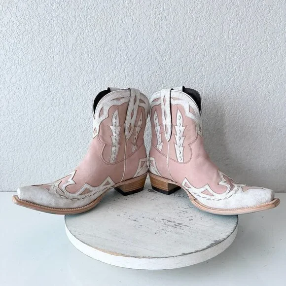 Lane CHASE THE WIND Womens Cowboy Bootie 7.5 Western Pink White Cowgirl Boots - Picture 7 of 11